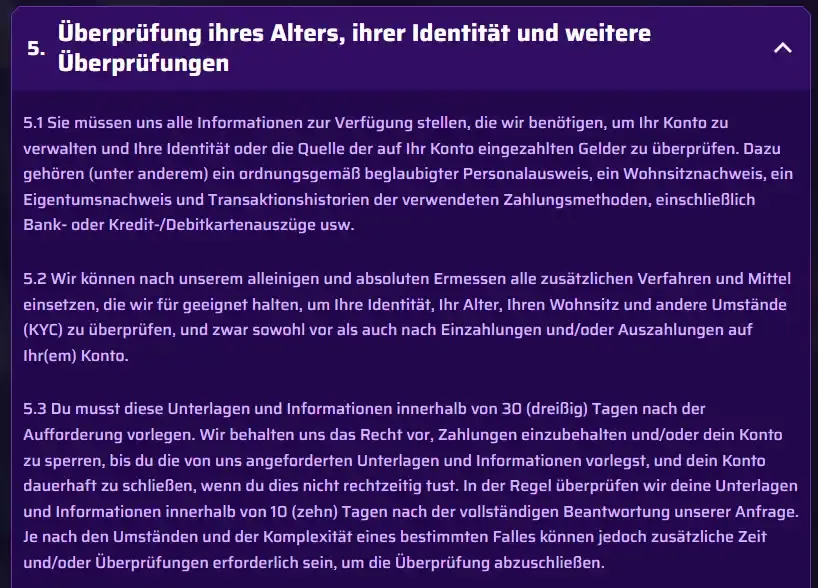 Roby Casino Verifizierung: KYC-Dokumente und Dauer